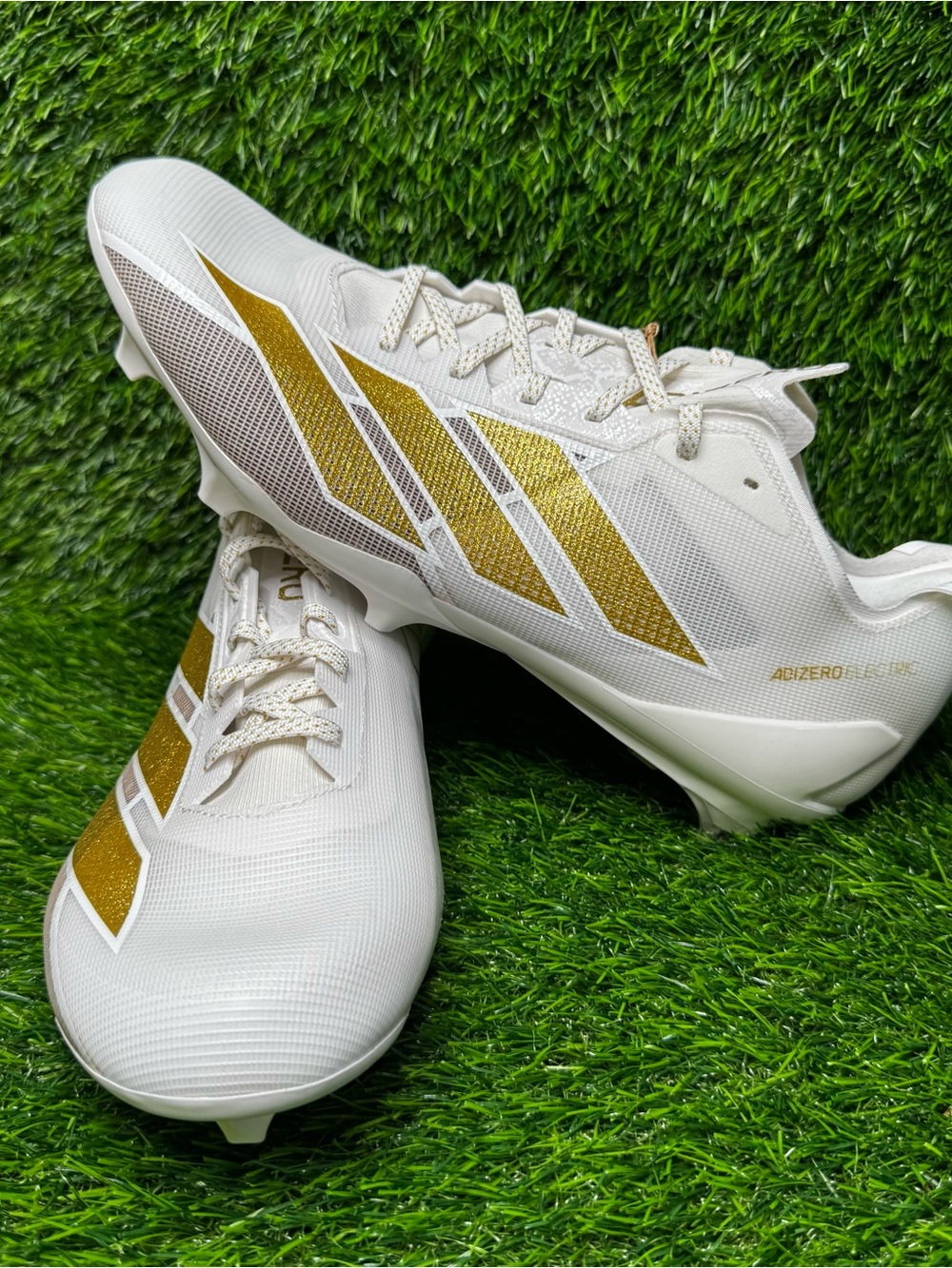 Size 13 - Mens Adidas Adizero Electric Football Cleats White Gold  - IE6287